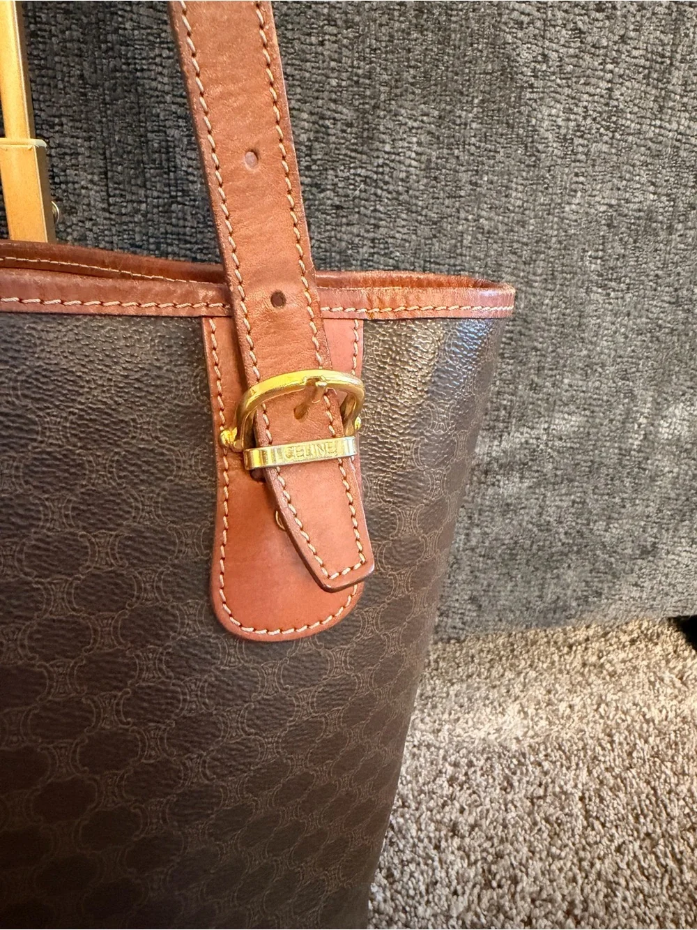 Authentic Vintage Celine Macadam Leather Bucket Purse